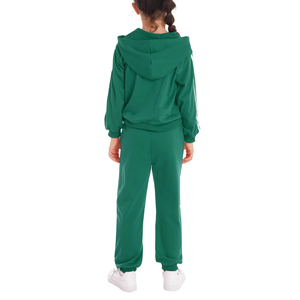 Venta al por mayor transpirable niños cremallera chándal Jogger Conjunto 2 uds algodón sólido patrón en blanco para niños y niñas - Product Image 3