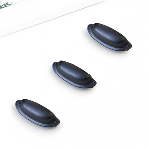 Tirador de taza de aleación de Zinc Vintage negro mate, tirador de cajón, tirador de muebles duradero para dormitorio, sala de estar, cocina, armarios de comedor - Product Image 1