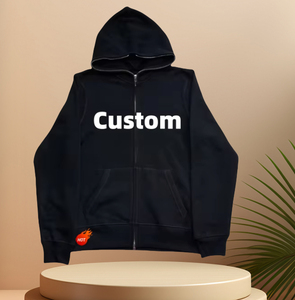 Sweat à capuche zippé 100% coton de haute qualité pour hommes avec logo brodé Style lavé au soleil - Product Image 1