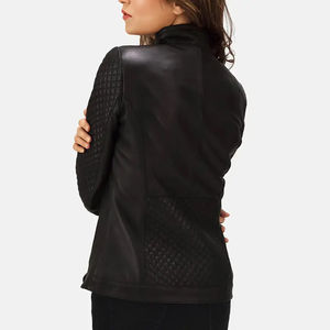 2025 New Arrival Women's Lambskin Satin Leather Jacket <b>Nylon</b> Lining Breathable Waterproof Eco-Friendly Design for Outdoor Use - Product Image 2