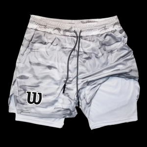 กางเกงวิ่งขาสั้น2-in-1ของผู้ชายเอวกลางทอตาข่ายระบายอากาศบาสเก็ตบอลยิมออกกำลังกายลำลองสำหรับฤดูร้อน - Product Image 1