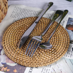 Handmade Viet Nam Rattan <b>Wicker</b> Plate Mat Floral <b>Basket</b> Pattern for Dinner Centerpiece Decoration Woven <b>Wicker</b> Crafts - Product Image 4