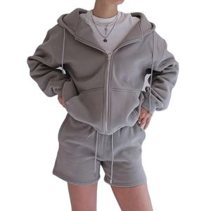 Ensemble de survêtement pour hommes, ensembles courts personnalisés, été, unisexe, coton pour hommes, ensemble court en deux pièces, lavage à l'acide, ensemble sweat-shirt et short - Product Image 3