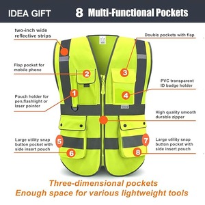 Ropa de trabajo al aire libre Chaleco DE SEGURIDAD reflectante de poliéster Equipo de alta visibilidad para trabajo nocturno y construcción - Product Image 5