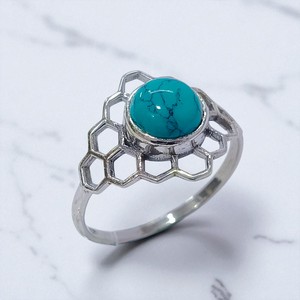 Anillo de Plata de Ley 925 con Turquesa para Chicas y Mujeres, Joyería Bohemia, Anillos de Moda a Precio de Mayoreo - Product Image 2