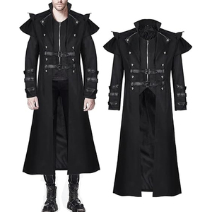 New Steampunk <b>Men's</b> Gothic Trench Coat Leather <b>Jacket</b> Punk Style Biker <b>Jacket</b> Autumn Winter Motorcycle <b>Jacket</b> - Product Image 3