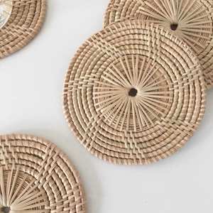 Vietnam Handicrafts Woven Round Rattan <b>Drink</b> <b>Coaster</b> <b>Coaster</b> Cup Mat for Kitchen Hotel Wicker Placemat Plate Charger - Product Image 3