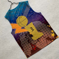 Venta al por mayor de uniformes de camisetas de baloncesto de diseño personalizado impresión por transferencia de calor sin mangas con cuello en V Lakers conjuntos de talla grande transpirable