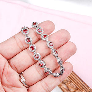2024 Latest High Quality Garnet Faceted Cut Gemstone Cubic Zircon 925 Sterling <b>Silver</b> <b>Bracelet</b> Handmade Trendy Wedding Party - Product Image 5
