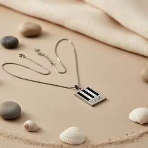 Collier pendentif en argent 925 YOU ME Jewelry avec perle de nacre, plaqué rhodium, or 14 carats, turquoise, zircon, diamant, or rose, style tendance - Product Image 3