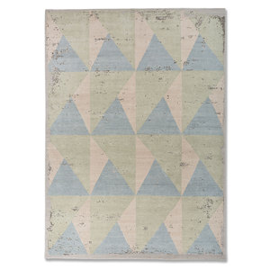 Tapis UnfoldBy Kavi en laine et soie de bambou noué à la main, motif géométrique rectangulaire, pour la maison, le salon, le couloir - Product Image 1