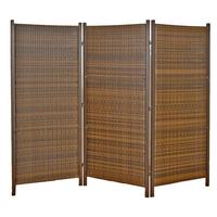 Écrans de salon de diviseur de mur en bois de couleur noire tissée à la main de style simple, rotin paravent tout temps en osier extérieur