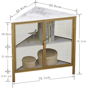 Armoire de rangement d'angle à 3 niveaux avec portes en maille, organisateur autoportant pour les espaces restreints dans le salon/la chambre/le couloir/la cuisine - Product Image 4