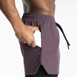 Pantalones cortos 2 en 1 con bolsillo para hombre, con logotipo diseño personalizado, esenciales para entrenamiento, venta al por mayor - Product Image 5