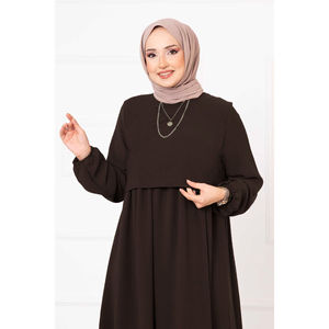 Vestido estilo bolero marrón oscuro hasta la rodilla, cintura imperio, de cuero genuino, con un volante personalizado, metálico sólido, ODM, para primavera. - Product Image 2