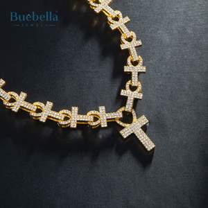 Men's 925 Silver 14K Gold Plated 15mm <b>Moissanite</b> Diamond Micro Pave Ankh Link <b>Chain</b> Stylish Men's Necklaces - Product Image 3