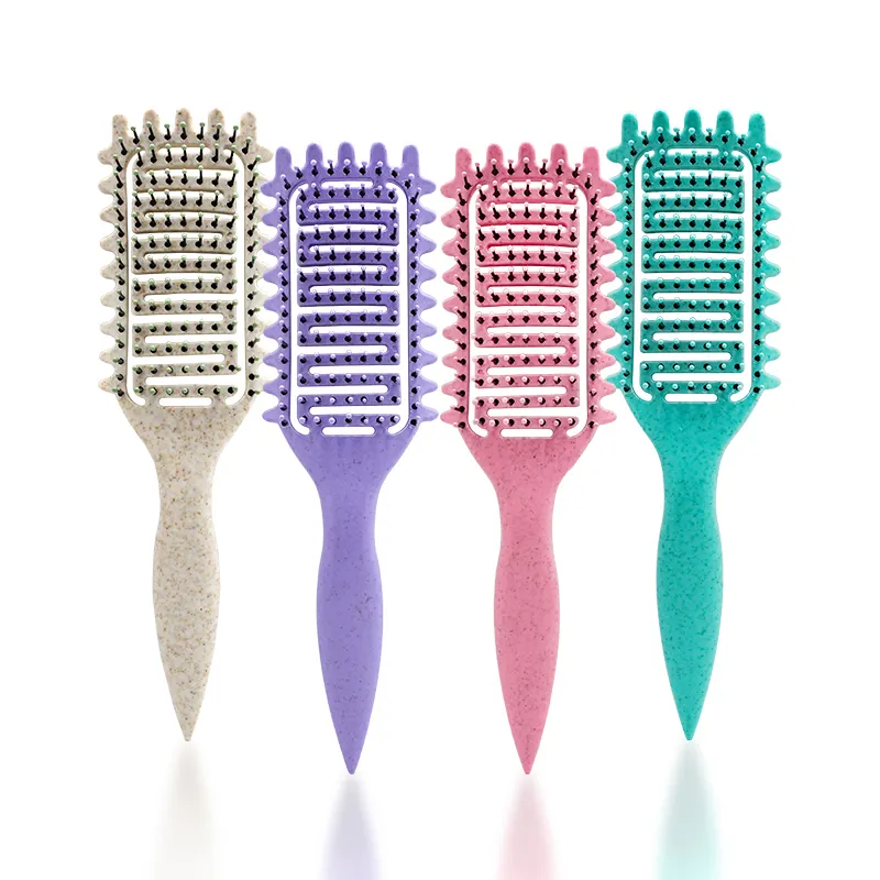 Les dents définissent la brosse démêlante pour cheveux bouclés brosse à cheveux en poils de sanglier pour réduire la traction et la séparation des boucles