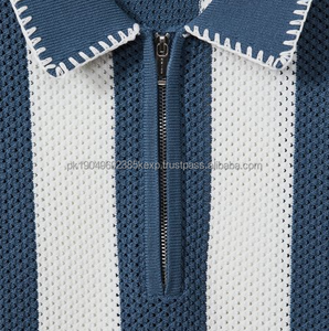 Chemise pour homme avec logo personnalisé imprimé, nouveau design, rayures verticales larges, coton tricoté doux, broderie, séchage rapide - Product Image 4