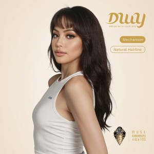 วิกผมสังเคราะห์แบบไม่ต้องใช้กาว Calla-DWY ขนาด 24 นิ้ว สีน้ำตาลเย็น สำหรับผู้หญิง ผมยาวลอนลึก ดูสมจริง - Product Image 2