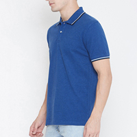 Polo à manches courtes pour homme, couleur bleue unie, 100% coton piqué, style décontracté, respirant, coupe classique