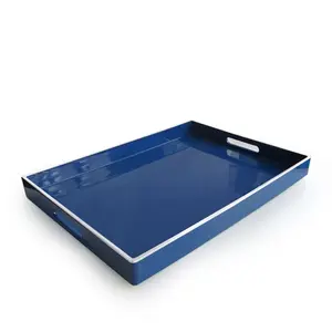 Plateau de service de forme rectangulaire enduit de bleu plateau de service décoratif personnalisé pour la maison pour la cuisine à utiliser au prix de gros de l'inde - Product Image 1