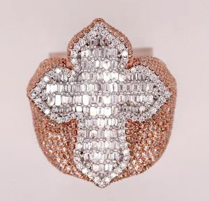 Bague en diamant de culture certifiée IGI, plaquée or rose 14k/18k, croix hip-hop, diamant CVD taille émeraude, pour femmes et hommes, pour les fêtes - Product Image 5