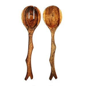 Mountain Woods Juego de 2 servidores de ensalada hechos a mano de lujo Fuente de alimentación personalizable para uso en la cocina del hogar - Product Image 1