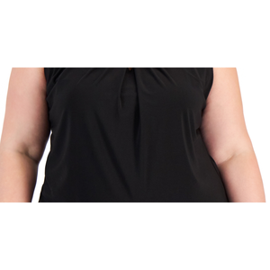 Canotta da donna Kasper alla moda con motivo a tinta unita, finiture in ecopelle e design intrecciato, taglie forti (taglia 2X) nera per primavera estate - Product Image 3