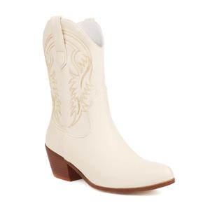 2023 <span class=keywords><strong>bottes</strong></span> pour femmes brodées à talons hauts botte occidentale Vintage <span class=keywords><strong>mi</strong></span>-<span class=keywords><strong>mollet</strong></span> Cowboy mode bout pointu <span class=keywords><strong>bottes</strong></span> classiques tendance confort - Product Image 3