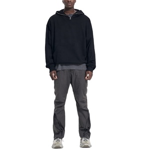 Sudadera con capucha de mezcla de algodón básico de gran tamaño con forro polar para hombre de talla grande jersey de poliéster personalizado al por mayor - Product Image 3
