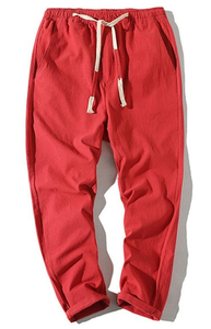 Men's Beige Cotton Drawstring Casual <b>Pants</b> Elastic Waist Side Pockets Lightweight Breathable <b>Summer</b> Wear - Product Image 5