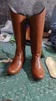 Bottes d'équitation longues personnalisées OEM SF 001 en cuir véritable, avec logo gaufré, teinture unie, style western, accessoire de mode