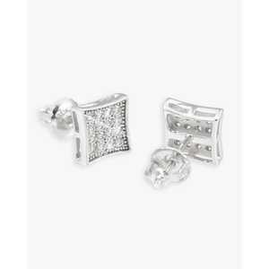 Pendientes de botón cuadrados de oro blanco con moissanita de corte princesa de 7.92 mm, color D, VVS, 0.32 quilates, para mujer - Product Image 3