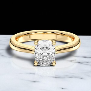 Juego de puntas de diamante con corte de cojín de moissanita de 1,00 quilates, anillo de compromiso solitario hecho en oro sólido de 10K,14K,18K para ella - Product Image 4