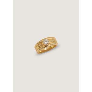 Franoise Simple <b>Opening</b> <b>Ring</b> Fashionable Layered Ellipse Diamond Inlay Bezel Setting Stainless Steel Brass for Engagement - Product Image 5