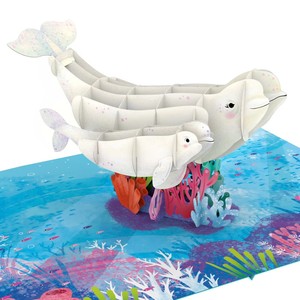 Carte de vœux 3D pop-up artisanale sur le thème du dauphin mignon, carte pop-up 3D pour la fête des mères, carte de vœux en papier artisanal - Product Image 2