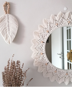 Decorative Wall <b>Mirror</b> <b>Makeup</b> <b>Mirror</b> Floor Hanging Wall Decorative <b>Mirror</b> With Boho Fringe - Product Image 2