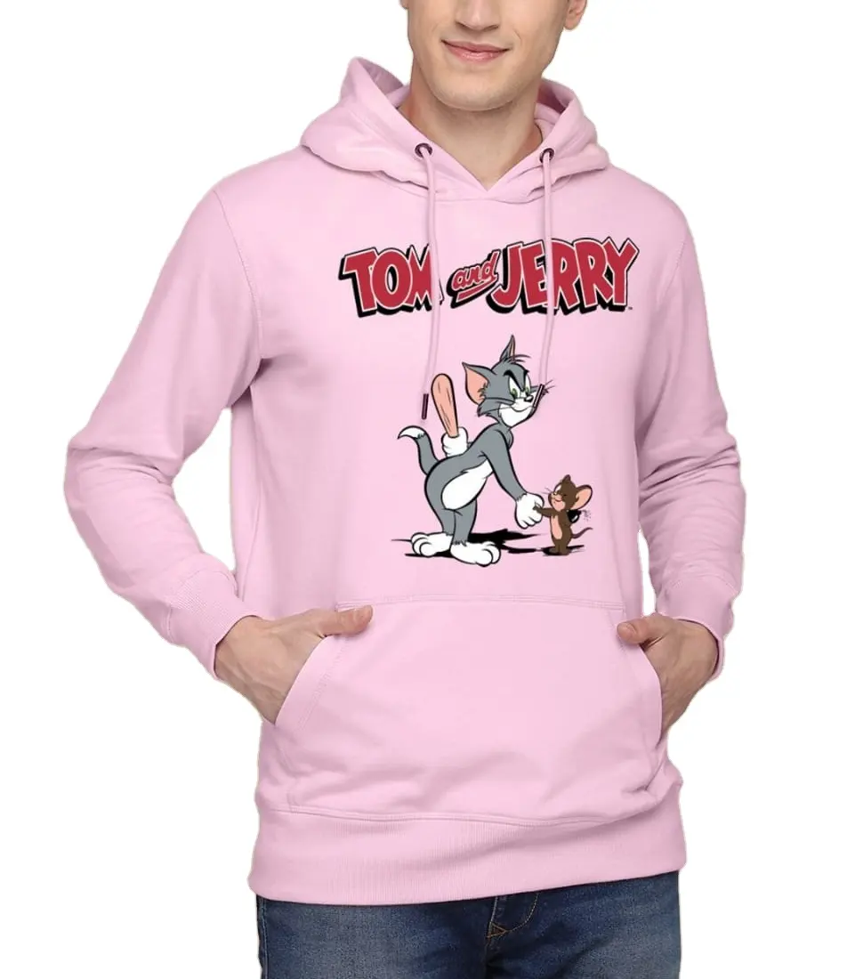 Hoodie hangat penarik Unisex cetak Logo Tom & Jerry desain cetak kustom pakaian pria berat berat berat