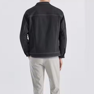 Veste en jean 100% coton de haute qualité pour hommes saison d'hiver style formel avec col rabattu et boutons recouverts tissu en toile - Product Image 4