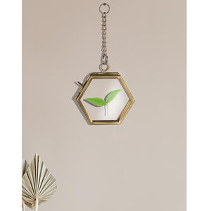 Nouvelle meilleure vente Vintage nouveauté forme hexagonale métal laiton bordure Mini taille verre transparent cadre Photo pour cadre Photo suspendu - Product Image 2