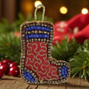 Adorno Decorativo Colgante Zari Hecho a Mano |   Borla de Tela de Seda con Cuentas Bordadas | Adorno Colgante para Puerta para Decoración Festiva y de Regalos - Product Image 3