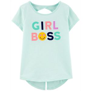 T-shirt décontracté pour filles Carter's Little & Big Girl's, imprimé 'Boss' en vert, taille 8, avec col à volants, jersey de bonne qualité - Product Image 1
