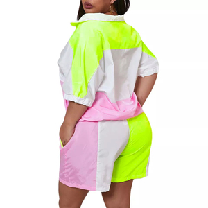 Logo personnalisé Short coupe-vent zippé Ensemble 2 pièces Survêtements Nylon Survêtements Femmes Ensemble Short coupe-vent Hip Hop - Product Image 6