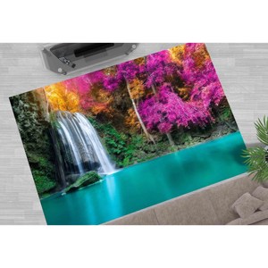 Tapis Paysage Lac Cascade : Tapis d'intérieur antidérapant imprimé nature, tapis fin non tissé - Product Image 1