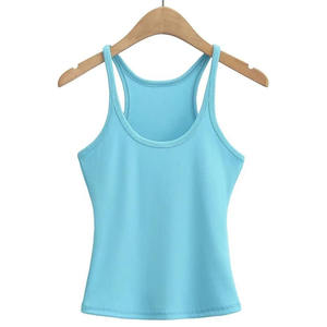 Mujeres transpirable sin mangas 100% algodón/fibra de bambú acanalado camisetas sin mangas muchos colores para la venta - Product Image 5