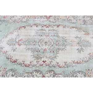 พรมวินเทจสไตล์ตุรกี ขนาด 4.7x7.7 ฟุต ผลิตจากวัสดุรักษ์โลก สีแดงน้ำเงินลายปะติดปะต่อ ทำจากขนสัตว์ พร้อมแผ่นรองหลังทำจากยางลาเท็กซ์ - Product Image 5