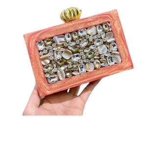 Bolso de Mano de Metal Estilo Mosaico Indio Bohemio para Mujer, Bolso de Noche de Lujo Hecho a Mano, Bolso de Mensajero para Boda, Cadenas al por Mayor - Product Image 5