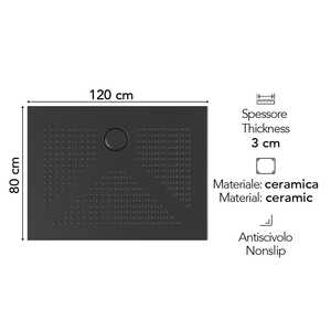 Denver Matt <b>Black</b> Shower <b>Tray</b> 120x80 cm <b>Bath</b> & Toilet Supplies H3 CM - Product Image 2
