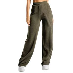 Joggers acanalados de alta calidad para mujer, cintura elástica, pantalones de chándal de pierna ancha para entrenamiento, nuevo diseño, verano XL, Yoga, 2023 - Product Image 1