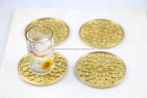 Unique Modern Brass Tea <b>and</b> Coffee <b>Gold</b> Color Plated <b>Coasters</b> Stylish Metal <b>Placemats</b> for Home Kitchen Cafes Bars <b>and</b> Hotel Ware - Product Image 5